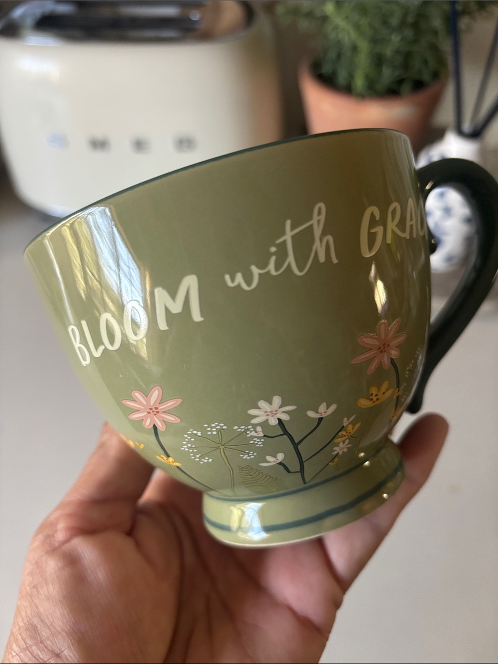 ❤️… Francesca's Collections Olive Green Floral 'Bloom with Grace' Ceramic Mug
